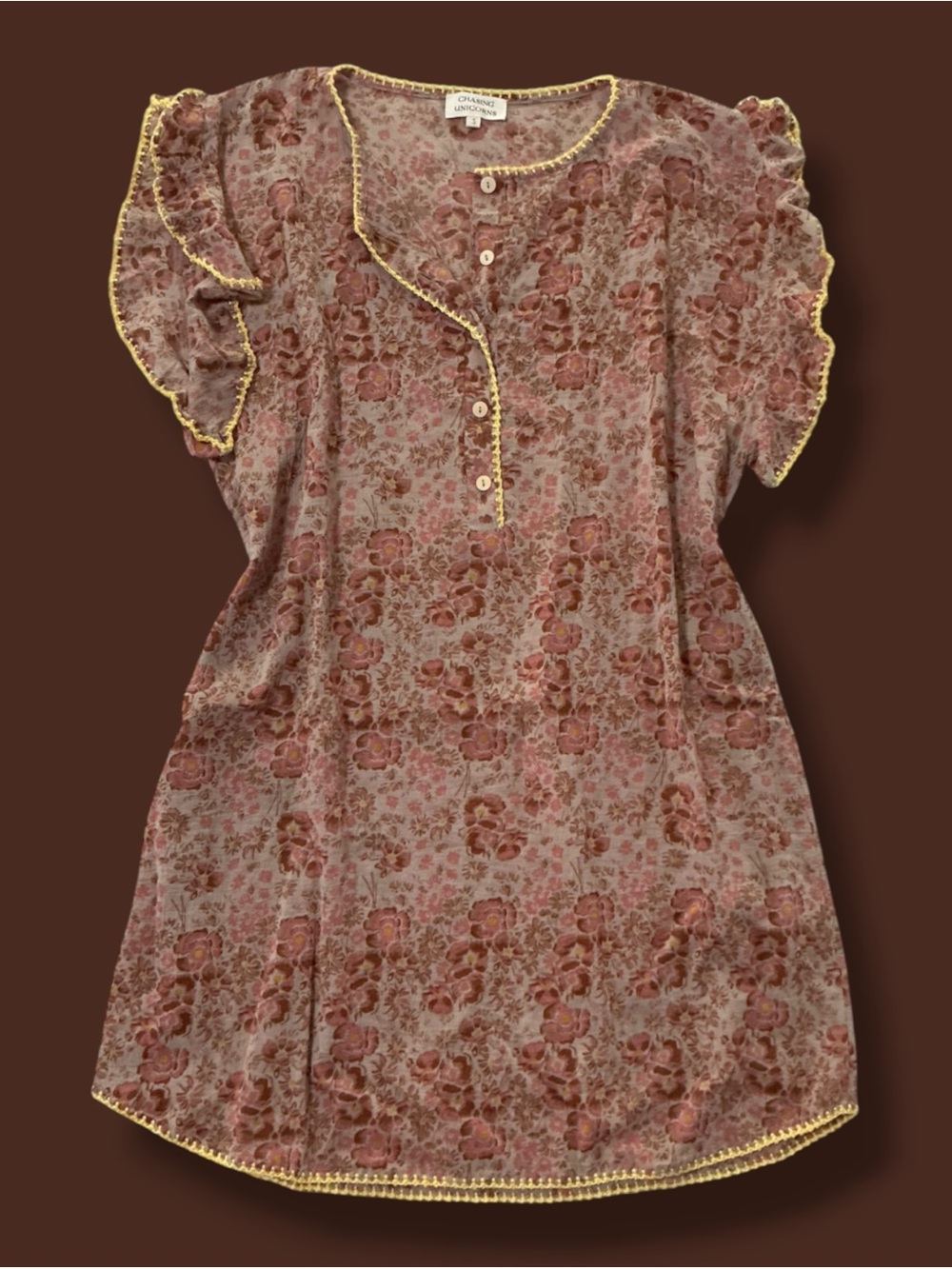 Chasing Unicorns Prairie Wind Flutter Sleeve Mini Dress S Floral Cotton Gauze